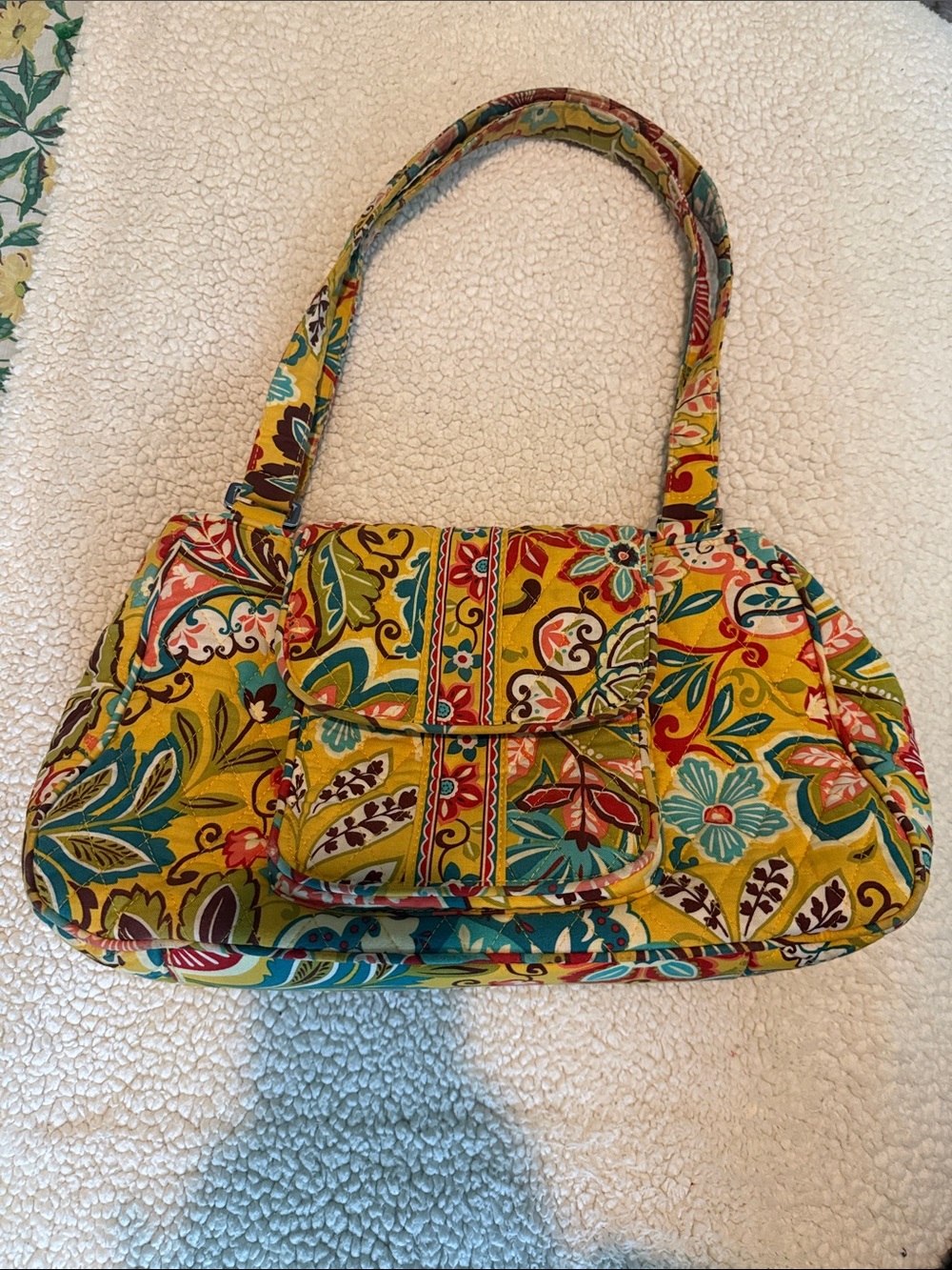 Vera Bradley Quilted Floral Yellow Shoulder Bag - Multicolor Pattern